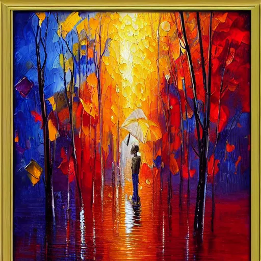 Prompt: rain from the heavens, majestic painting, oil canvas painting, museum art