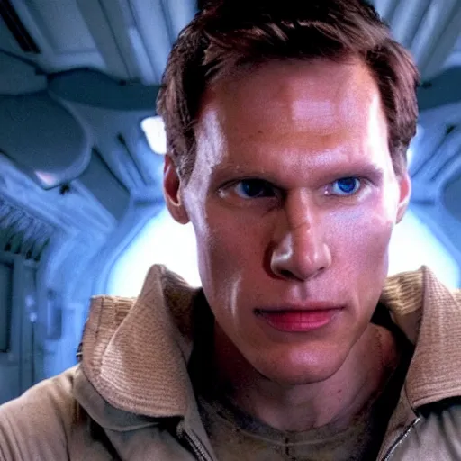 Prompt: Live Action Still of Jerma in Alien (film), real life, hyperrealistic, ultra realistic, realistic, highly detailed, epic, HD quality, 8k resolution, body and headshot, film still