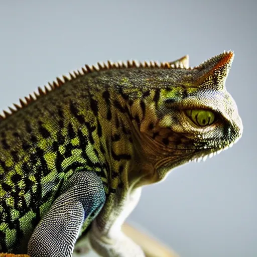 Prompt: photo of a lizard-cat