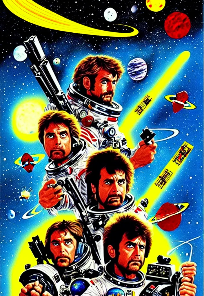 Prompt: space rambo - movie poster, 1 9 8 8, hq print