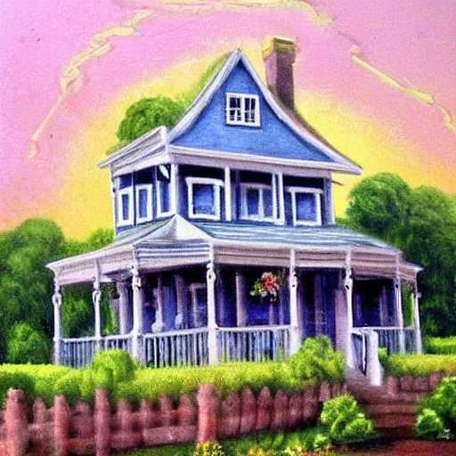 Prompt: victorian house painting, fond memories, fond memories by mary haley,