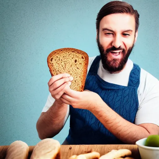 Image similar to Man happily eating mouldy bread