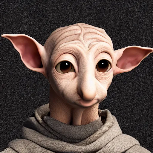 Image similar to photographic portrait of dobby from peepshow, 8 k