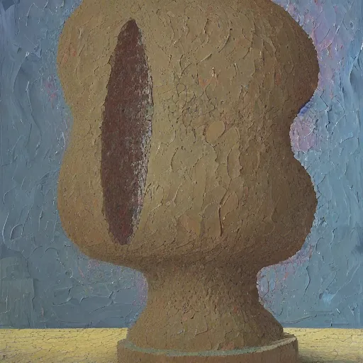 Image similar to a detailed, impasto painting by shaun tan and louise bourgeois of an abstract forgotten sculpture by ivan seal and the caretaker