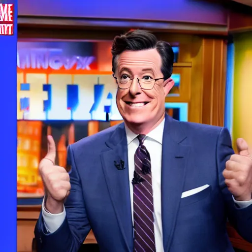 Prompt: stephen colbert on fox and friends