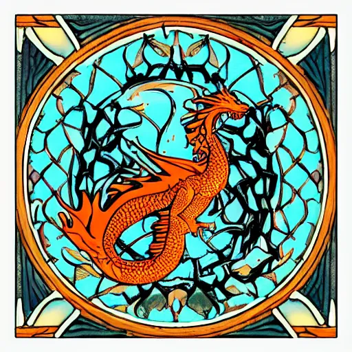 Prompt: “fire breathing dragon, Art Nouveau”