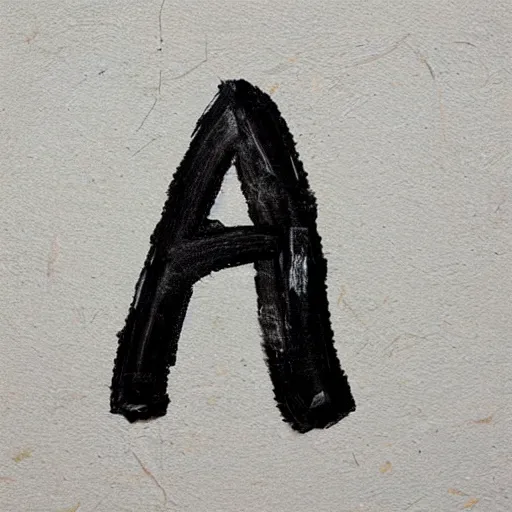 Prompt: the roman alphabet letter m painted with thick white oil paint in loose brush strokes on a black background, centered in view, very very accurate