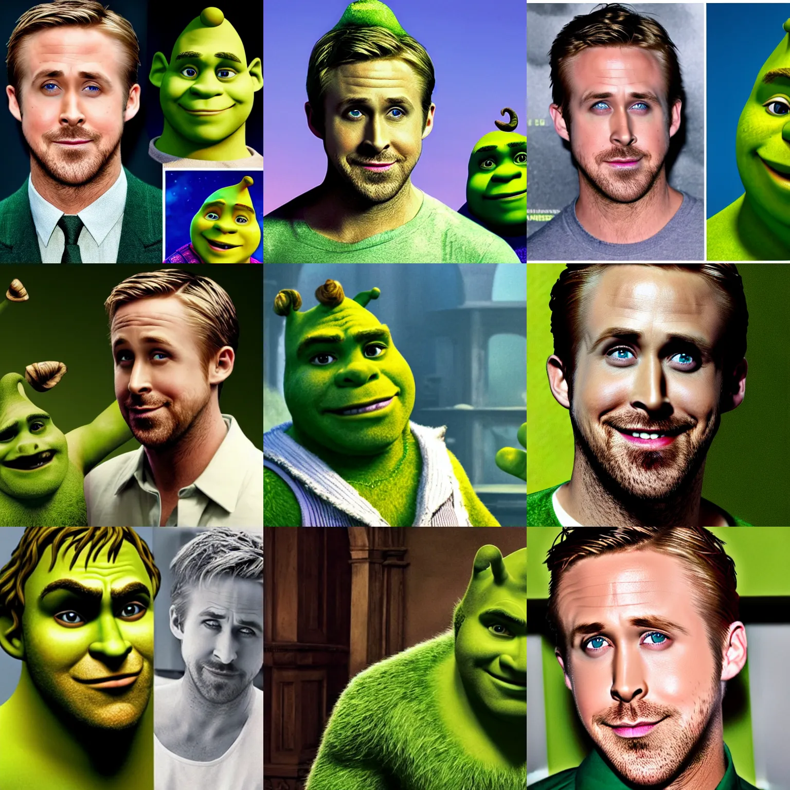 Prompt: Ryan Gosling as shrek