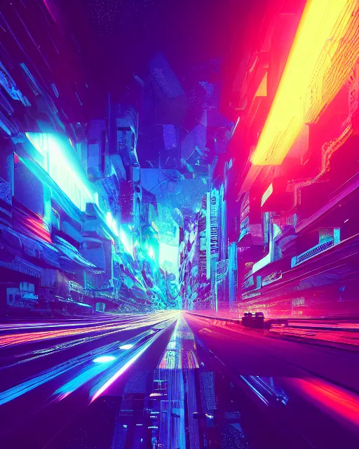 Image similar to Digital world, simulation theory, glitching, scifi, global illumination, unique landscape, fine details, perfect, 8k high detail, masterpiece, trending on ArtStation, by Alena Aenami, Petros Afshar, Liam Wong