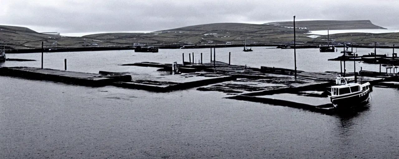 Prompt: the harbour at Stromness orkney, from Days of Heaven (1978), cinematic,