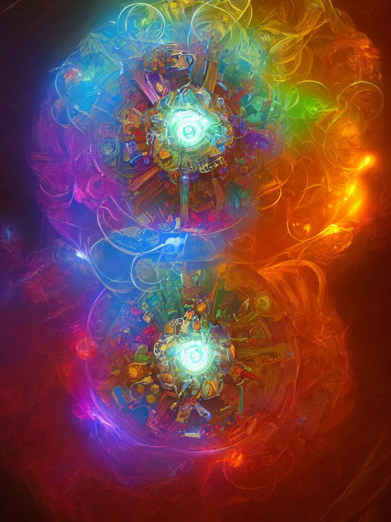 Image similar to a detailed depiction of the chakra energy fields spiraling fractal sacred geometry, by justin gerard and craig mullins, 3 d, cinema 4 d render, trending on artstation, 8 k