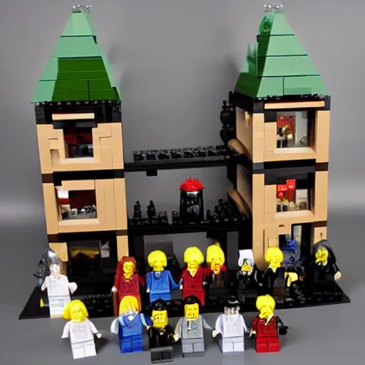 Image similar to Salem witch trial Lego set, burn the witch, witch burning, large Lego set box