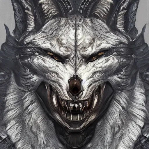 Prompt: Very very very very highly detailed epic photo of face with werewolf venetian mask, intricate, dystopian, sci-fi, extremely detailed, digital painting, artstation, concept art, smooth, sharp focus, illustration, intimidating lighting, incredible art by Vincent di Fate