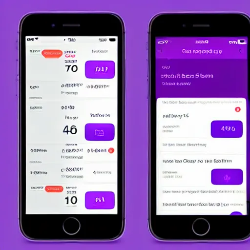 Prompt: An iPhone banking app, contemporary interface in violet color