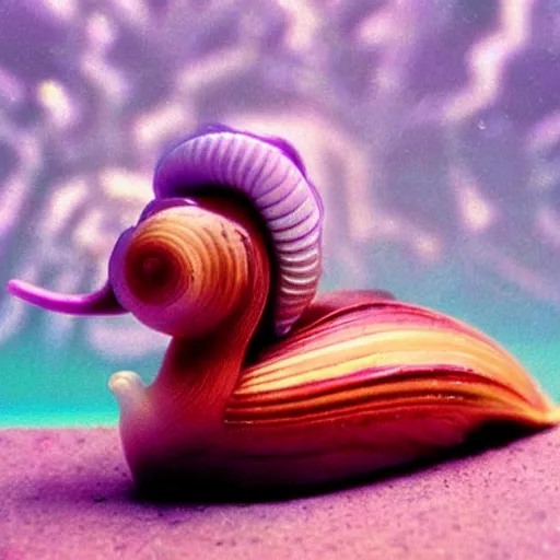 Image similar to vaporwave snail, 1980s