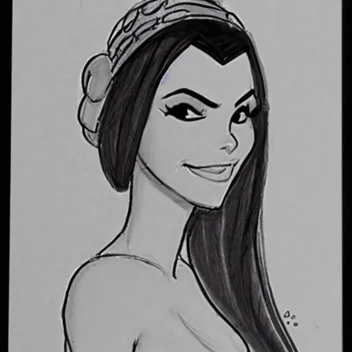 Image similar to milt kahl sketch of victoria justice as princess padme from star wars episode 3