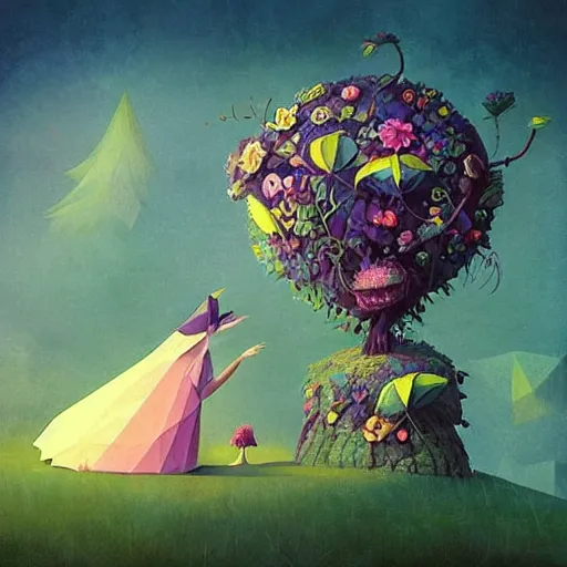 Image similar to low poly, pixar, surreal hybrid animals, nostalgia for a fairytale, magic realism, flowerpunk, mysterious vivid colors by andy kehoe and amanda clarke en un mundo de Gediminas Pranckevicius