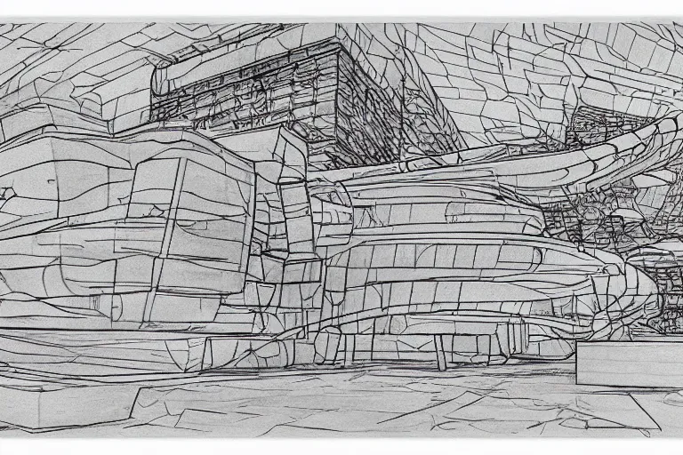 Image similar to gigachad cat, highly detailed sketch, line art, by frank lloyd wright