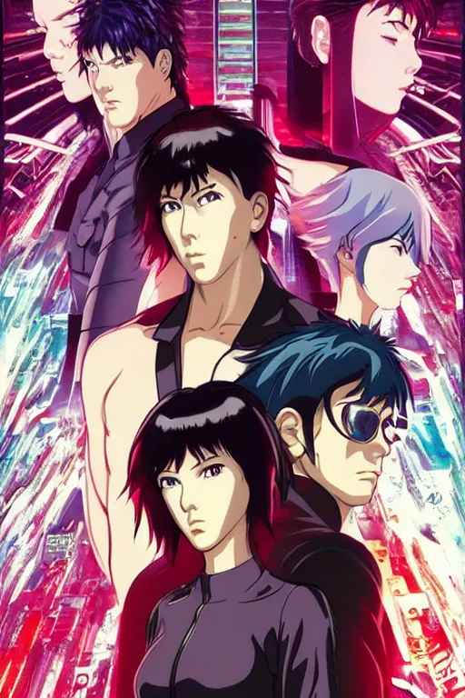 Prompt: ghost in the shell poster 1998 key art by makoto shinkai and Masamune Shirow