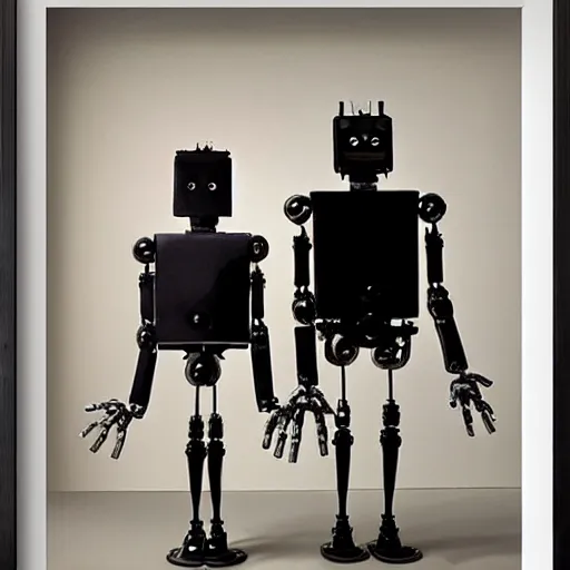 Image similar to robots holding hands by caravaggio