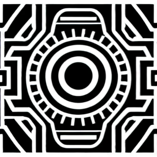 Image similar to black and white sci fi luxury themed svg vector art panel for cnc plasma, laser, stencil, unique art deco hole through circuit design