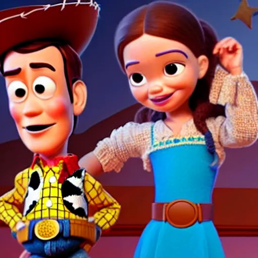 Prompt: pablo iglesias turrion and isabel diaz ayuso in toy story movie