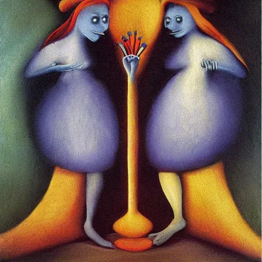 Image similar to the Smurfs by Remedios Varo