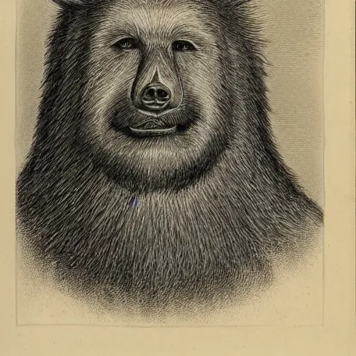 Image similar to a detailed portrait of a hairy humanoid creature with a bear like face - h 1 0 2 4