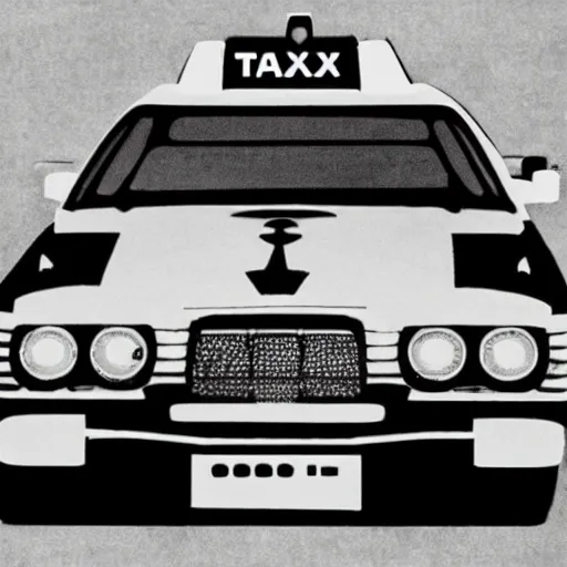 Prompt: taxi made from synthesizers keyboards, background of space