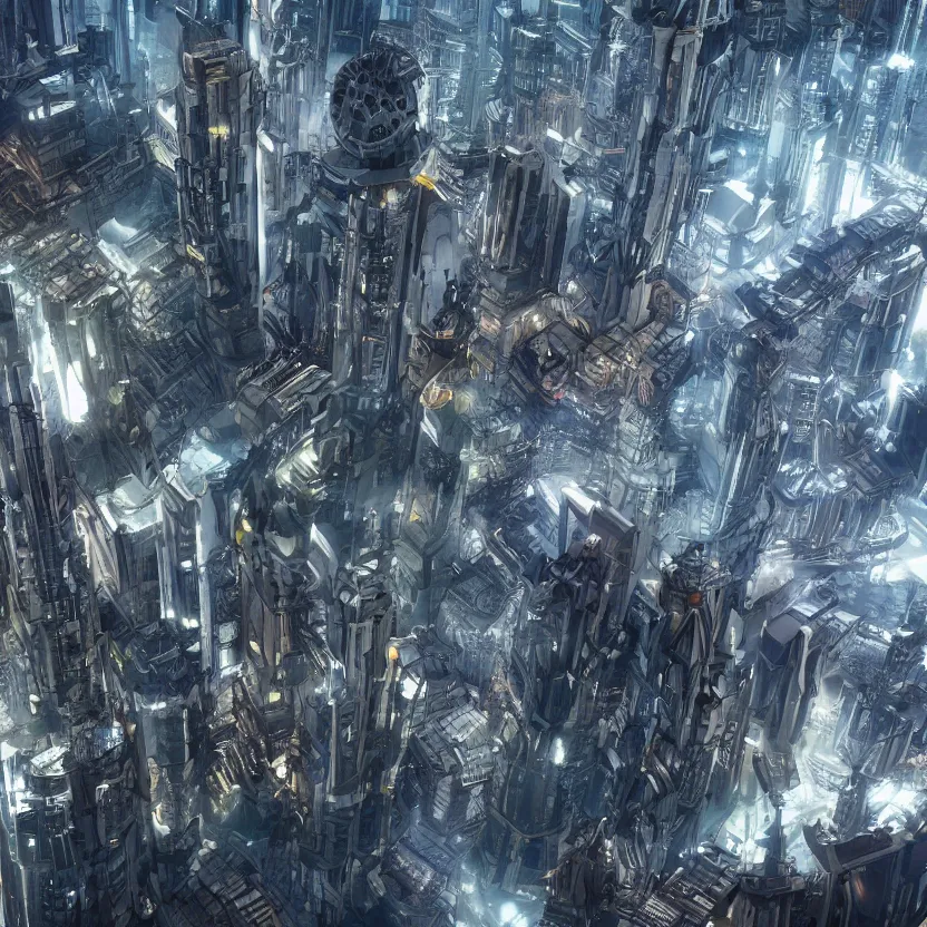 Image similar to highly detailed arcology city in a utopian future, digital art, cinematic shot