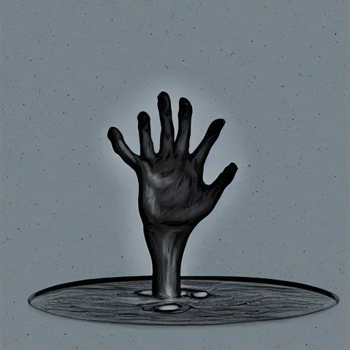 Prompt: hand reaching out of a puddle, digital art, inspired by marc davis