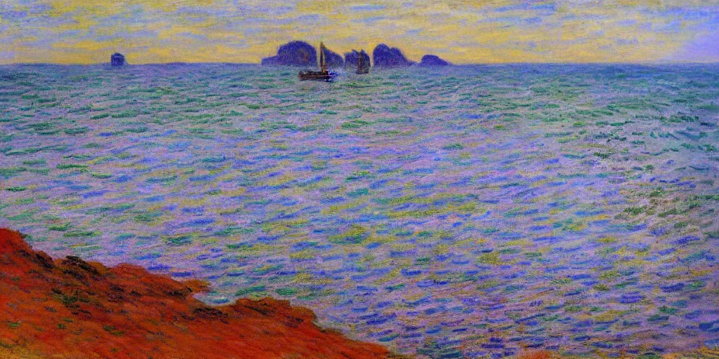 Prompt: a beautiful mexican coast, painted by claude monet