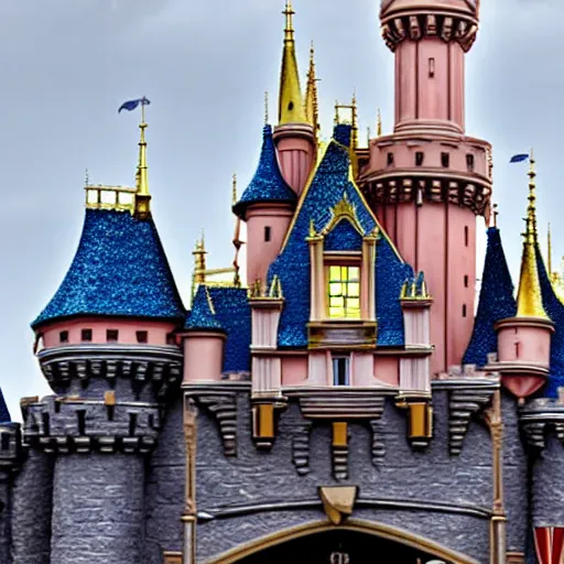 Prompt: the disneyland castle after a devastating fire, highly detailed, 8 k resolution, ultra realistic