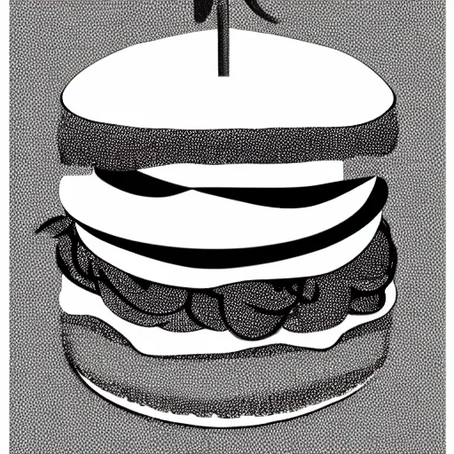 Image similar to hamburger, black and white, adobe illustrator art