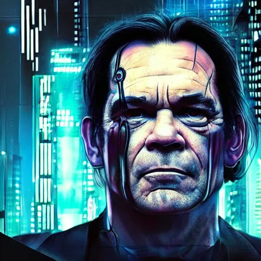 Image similar to cyberpunk impossible very strange portrait of tommy lee jones