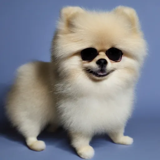 Prompt: photo of a pomeranian made of cotton candy