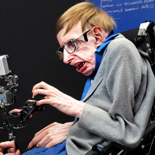 Image similar to steven hawking as a cyborg, cyberpunk, highly detailed, mega detailed