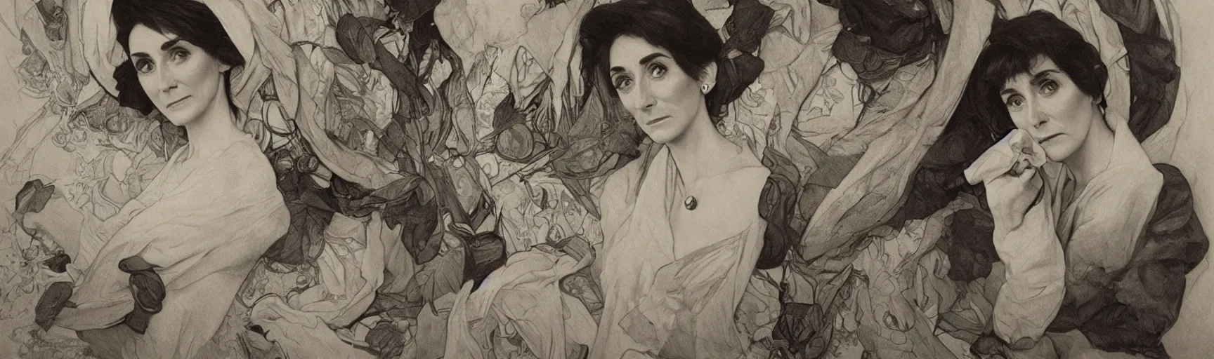 Image similar to amazing lifelike award winning pencil illustration of easy Enders dot cotton June brown in a laundrette trending on art station artgerm Greg rutkowski alphonse mucha cinematic