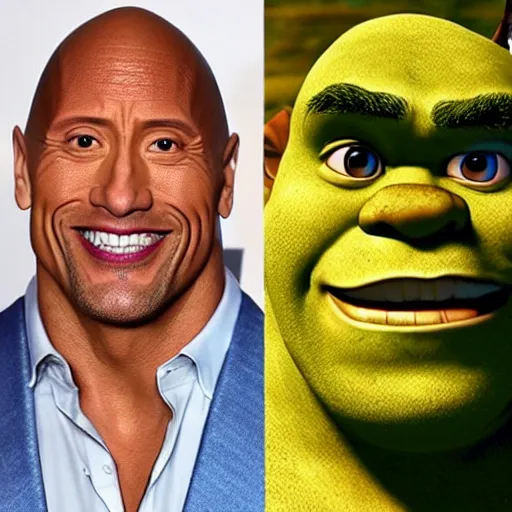 Image similar to dwayne johnson as shrek