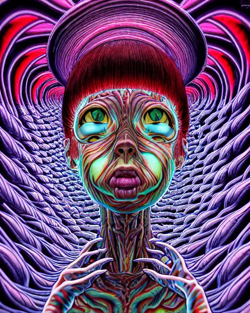 Image similar to ascension into the abyss, conjuring psychedelic background, part by shintaro kago, part by alex gray, ross tran, james jean, ultra realistic, highly detailed, 8 k, trending on artstation, symmetry