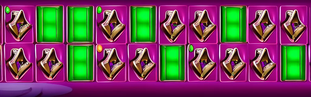 Image similar to purple and green slots casino interface, material design