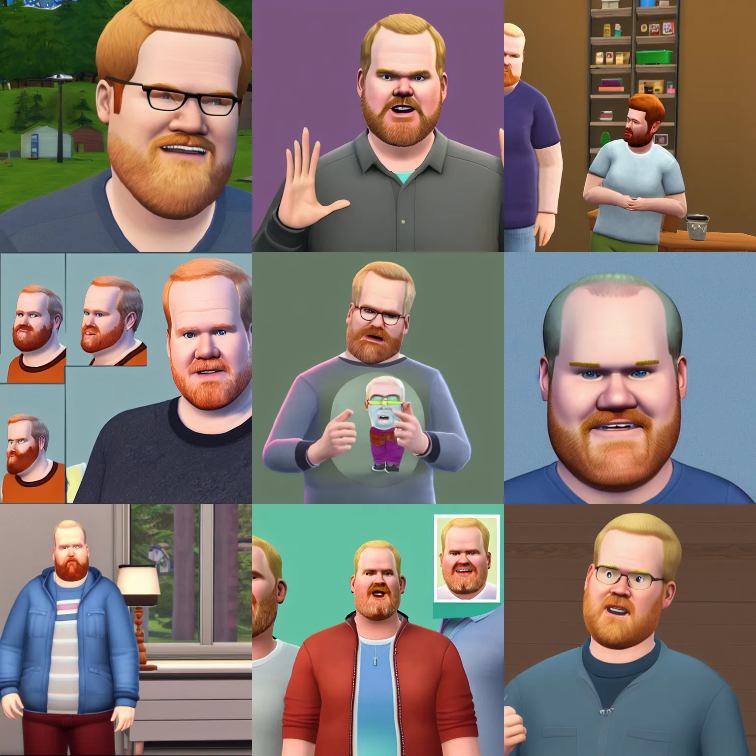 Prompt: jim gaffigan in the sims 4