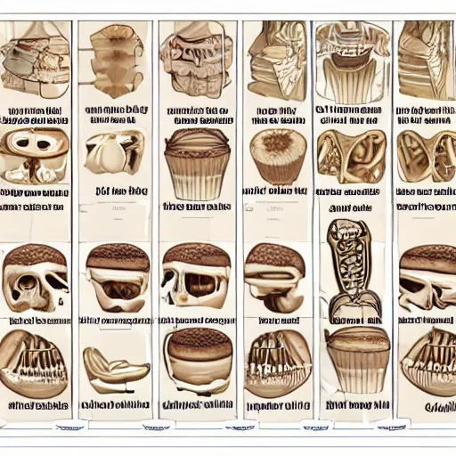 Prompt: cupcake anatomical chart of cupcake bone structure