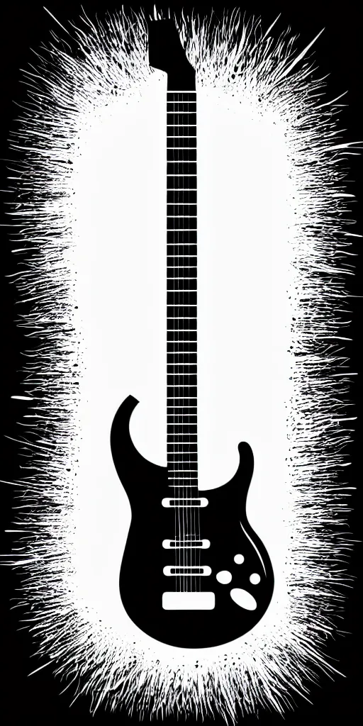 Prompt: vector art of a electric guitar with a black background, simple. A k_euler_ancestral