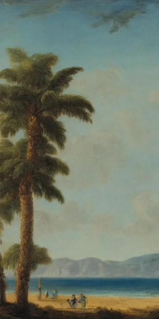 Image similar to What about California coastline as Claude Lorraine painting with palm trees