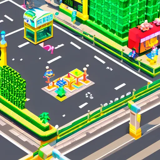 Prompt: isometric voxel Tokyo Japan Akihabara in the style of animal crossing, magical, 3d render
