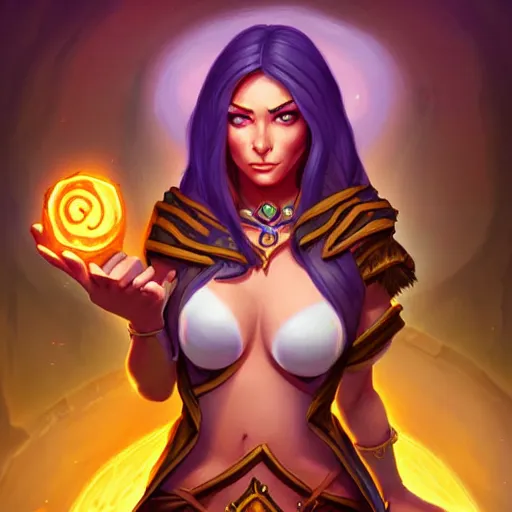 Image similar to Full body illustration of a sorceress, Hearthstone official trending art, exagerated accurate details, trending on MasterpieceStation in category 'Perfect identical eyes'