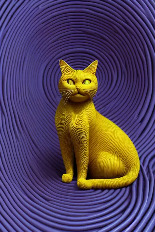 Image similar to perfectly - centered coiled yellow cat, photorealism, hd quality, 8 k resolution, cinema 4 d, hdr dramatic cinematic lighting