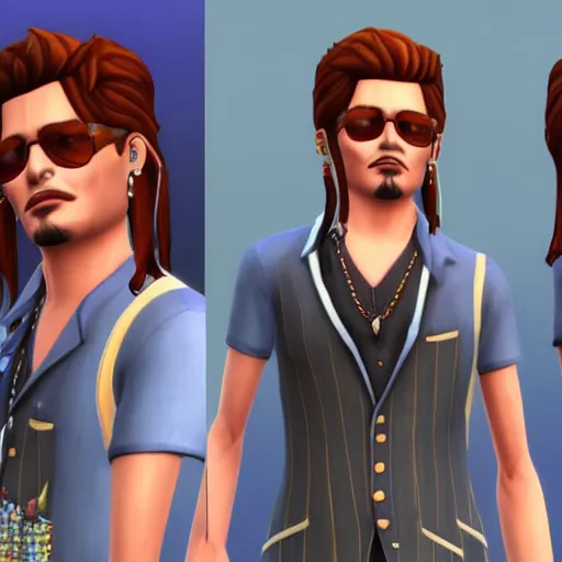 Image similar to Johnny Depp in the Sims 4