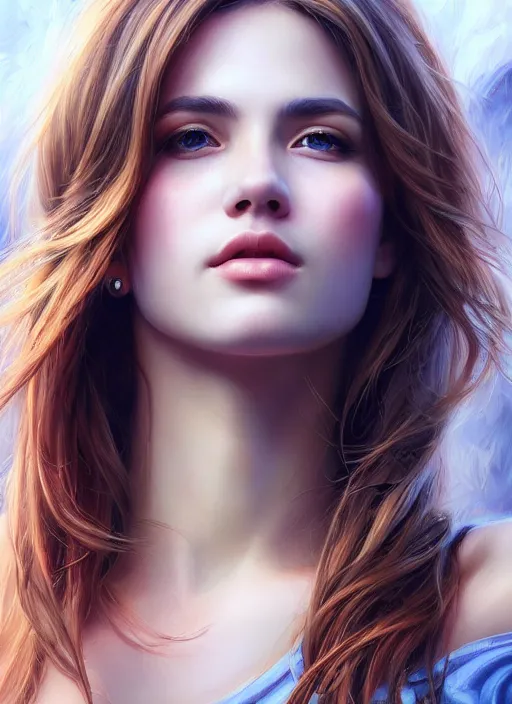 Image similar to photo of a gorgeous young woman in the style of stefan kostic, realistic, sharp focus, 8 k high definition, insanely detailed, intricate, elegant, art by stanley lau and artgerm